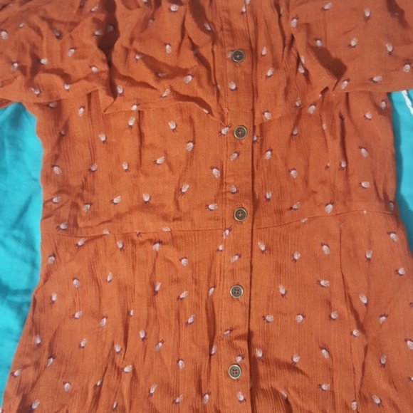 NWT Orange Off Shoulder Cuff Dress w/ Straps - Picture 4 of 6